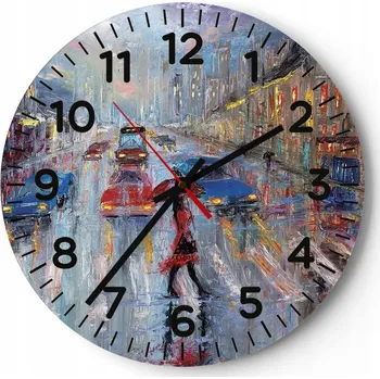 Hodiny Kuchyňské nástěnné hodiny 30x30 Město Moderní skleněné hodiny do obýváku Tiché