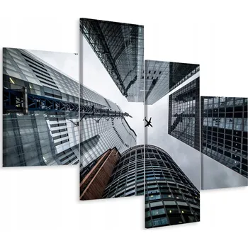 Obraz Čtyřdílný obraz MRAKODRAPY Pohled zdola 3D 80x50