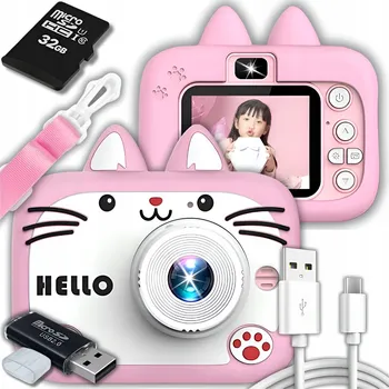 Digitální kompakt Dětský digitální fotoaparát ZeeTech Kotek 40 Mpx růžový