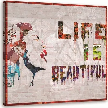 Obraz Obraz na plátně, Life is beautiful Banksy mural 6