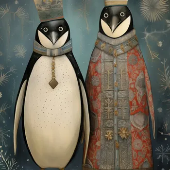 Plakát Plakát Tučňáci královští bez rámu 20 x 20 cm