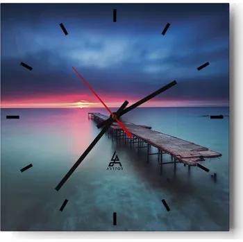 Hodiny Velké nástěnné hodiny 40x40 Krajina Skleněné hodiny Tiché