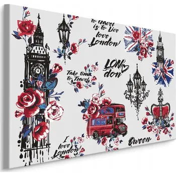 Obraz Nástěnný obraz Londýnské symboly KVĚTINY 3D 40x30