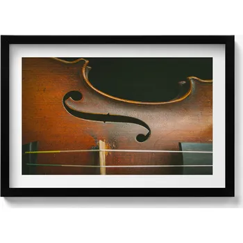 Obraz Ozdobný nástěnný obraz v rámu s grafikou loft Housle hudební nástroj 60x40 cm
