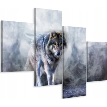 Obraz Obraz Čtyřdílný Vlk Mlha Zvíře Dekorace 3D 80x50