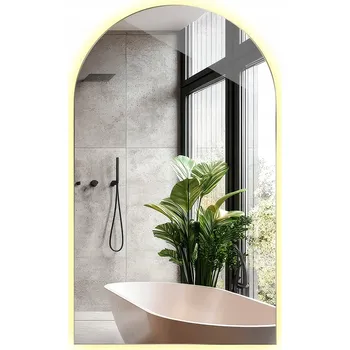 Zrcadlo Oválné Zrcadlo do Koupelny s LED Podsvícením, Zkosené, Nástěnné, do Předsíně, Styl Loft, 45x80 cm