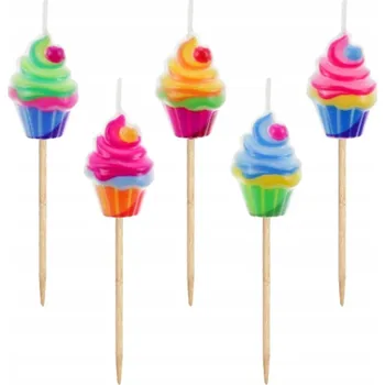 Dortová svíčka Svíčky zápichy Cupcakes - 5 ks Narozeniny