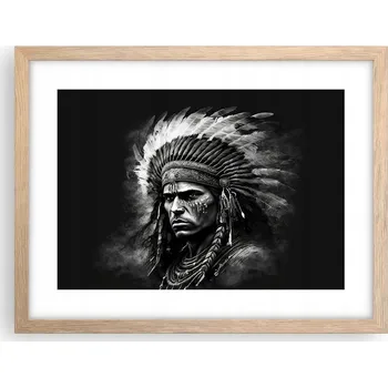 Obraz Obraz plakát v rámu světlý dub do obýváku 40x30 indián foto na zeď