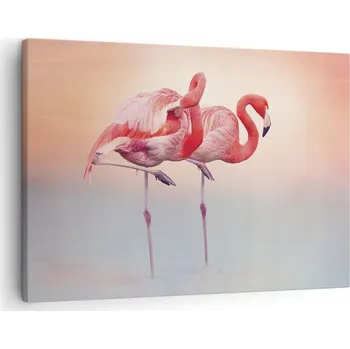 Obraz Obraz na plátně do obýváku ložnice 70x50 plameňáci foto obrazy na zeď