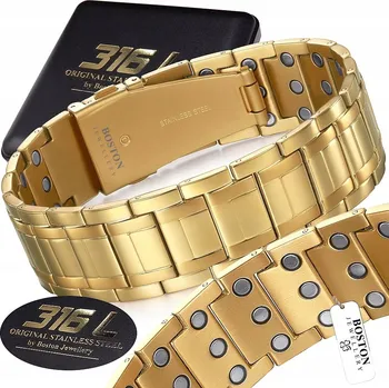 Náramek Široký zlatý zdravotní náramek pánský náramek magnetický silný 21mm