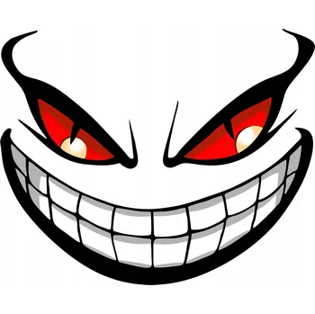 Samolepicí dekorace na vozidlo SAMOLEPKA na auto ÚSMĚV DEVIL SMILE FACE PŘÍŠERA DEMON 17x14 TISK