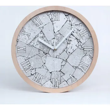 Hodiny Dřevěné nástěnné hodiny kamenná zeď fi 25 cm