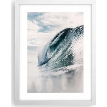 Obraz Obraz plakát v bílém rámu do obýváku 30x40 – mořská vlna – plakáty na zeď