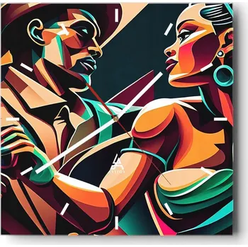 Hodiny Velké nástěnné hodiny 40x40 Kubismus Skleněné hodiny Čtvercové Tiché