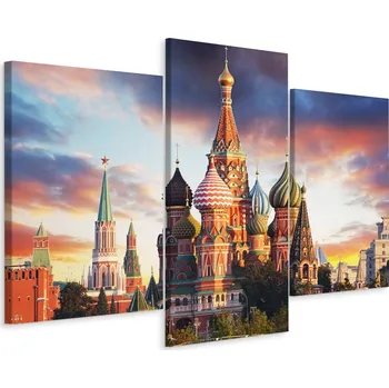 Obraz Obraz TRYPTYCH Moskva Kreml Katedrála Léto 3D 90x60