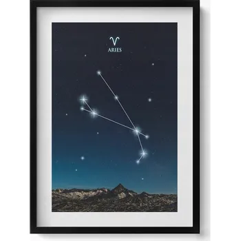 Obraz Elegantní obraz v černém rámu Zvěrokruh Beran 50x70 cm