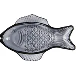 Ib Laursen Skleněný talířek ve tvaru ryby Dark Blue Small