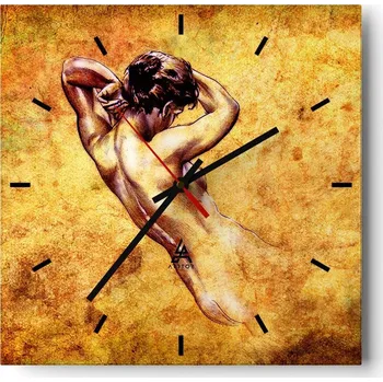 Hodiny Nástěnné hodiny do kuchyně 30x30 Žena Stylové hodiny na skle Loft Tiché