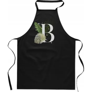 Kuchyňská zástěra KUCHYŇSKÁ ZÁSTĚRA černá S PÍSMENEM B jméno monogram Beata Basia Bart FA_407_cz