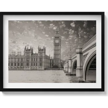 Obraz Nástěnný dekorativní obraz v rámu s grafikou Londýn Anglie Big Ben 80x60 cm