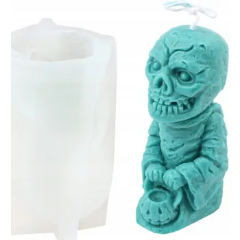 Výroba svíčky Silikonová forma na svíčky, vosk, mýdlo, odlitek - HALLOWEEN KOSTRA S KOTLÍKEM