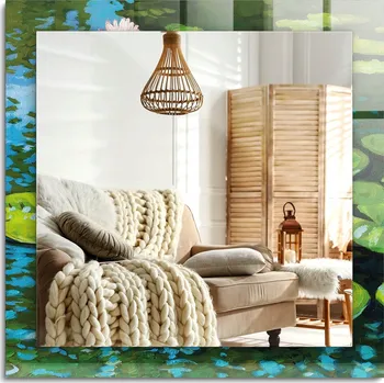 Zrcadlo Dekorativní zrcadlo s ozdobným rámem, svislé/vodorovné, Lekníny rybník 60x60 cm