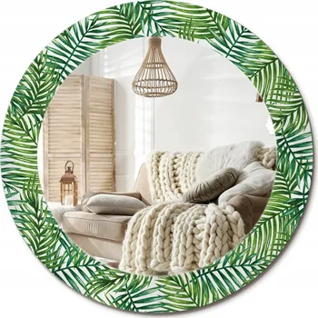 Zrcadlo Zrcadlo s potiskem do koupelny, kuchyně, předsíně, průměr 60 cm - Tropická palma