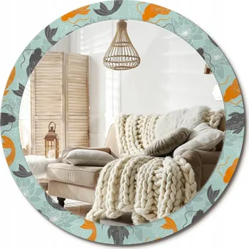 Zrcadlo Kulaté nástěnné dekorativní zrcadlo v skleněném rámu Velké průměr 90 cm Kapr koi