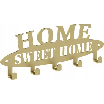 Věšák Věšák na klíče HOME kovový zlatý Krásný Řez 17082