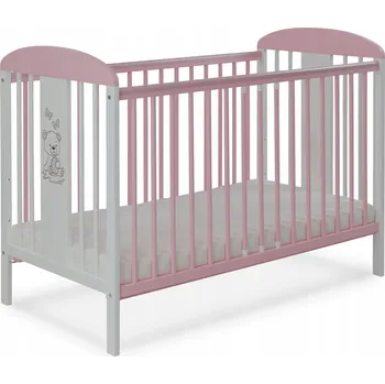 Dětská postýlka Dřevěná dětská postýlka 120x60 Tomi 20 | Medvídek Růžová/bílá