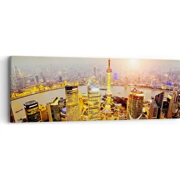 Obraz Obraz na plátně do obýváku ložnice 90x30 město foto obrazy na zeď