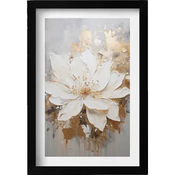 Obraz Elegantní obraz do obýváku v černém rámu - Jemná malovaná květina 20x30 cm