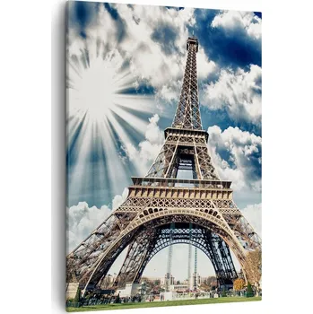 Obraz Obraz na plátně do obýváku ložnice 50x70 Eiffelova věž Paříž obrazy na zeď