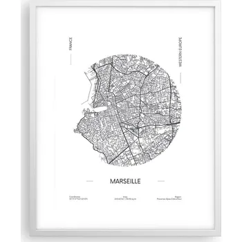 Obraz Obraz plakát na zeď v bílém rámu 40x50 mapa foto plakáty do obýváku