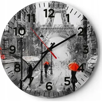 Hodiny Velké nástěnné hodiny 40x40 cm Město Skleněné hodiny Kulatý Tiché