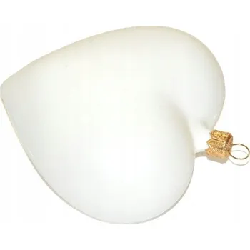 Vánoční ozdoba Bílá plastová Vánoční Koule ve tvaru srdce s přívěskem 4143