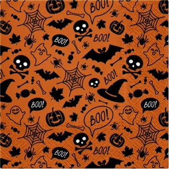 Papírový ubrousek Ubrousky Paw Halloween Boo oranžové 33x33 cm 20 kusů