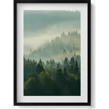 Obraz Dekorativní nástěnný obraz v rámu s grafikou Východ slunce Beskydy 50x70 cm