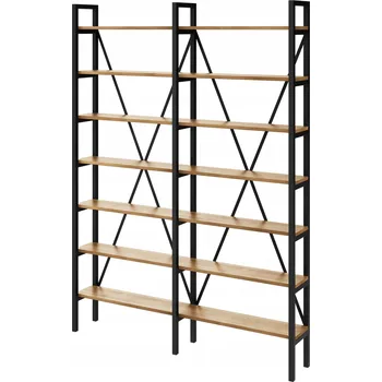 regál Industriální regál Loft na knihy dub D7-20 200cm