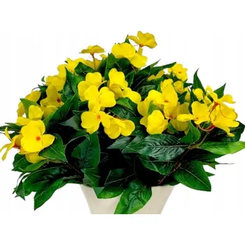 umělá květina Umělé Macešky, Fialky, Netýkavky - Květiny na Balkon, Terasa 38 cm - Žlutá