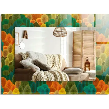 Zrcadlo Zrcadlo s potiskem do koupelny, kuchyně, předsíně, Podzimní stromy 80x60 cm