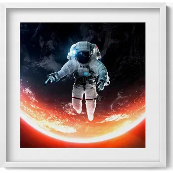 Obraz Nástěnný dekorativní obraz v rámu s grafikou Astronaut v kosmu 50x50 cm