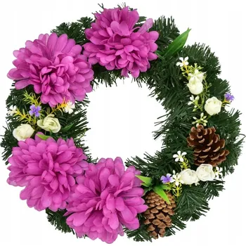 Věnec Podzimní věnec s fialovými chryzantémami Ø30 cm