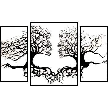 Obraz AŽUROVÝ OBRAZ NÁSTĚNNÁ DEKORACE 3D strom života postavy M triptych 70x40 cm