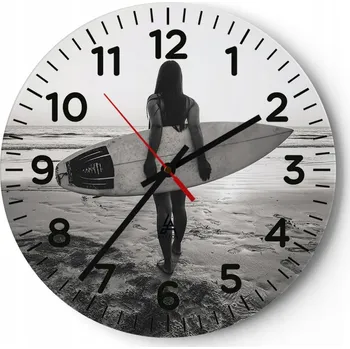 Hodiny Kuchyňské nástěnné hodiny 30x30 Žena Moderní skleněné hodiny do obýváku Tiché