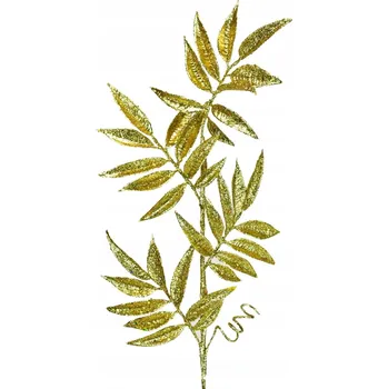 Vánoční ozdoba Větev třpytivá zlatá 75 cm