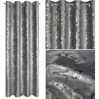 Obraz Závěs Sametový 140x250 DORIS grafit zlatá Eurofirany S Potiskem hotová