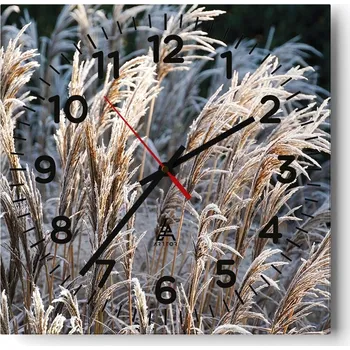 Hodiny Nástěnné hodiny do obýváku 40x40 Tráva Umění Tiché hodiny na skle Bezhlučné