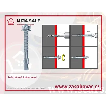 Hmoždinka M16x200 - ocel - zinek - Univerzální svorníková ( průvlaková ) kotva pro beton