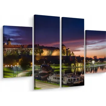 Obraz Obraz CANVAS Krakov Město Noc 4-Dílný 3D 80x60